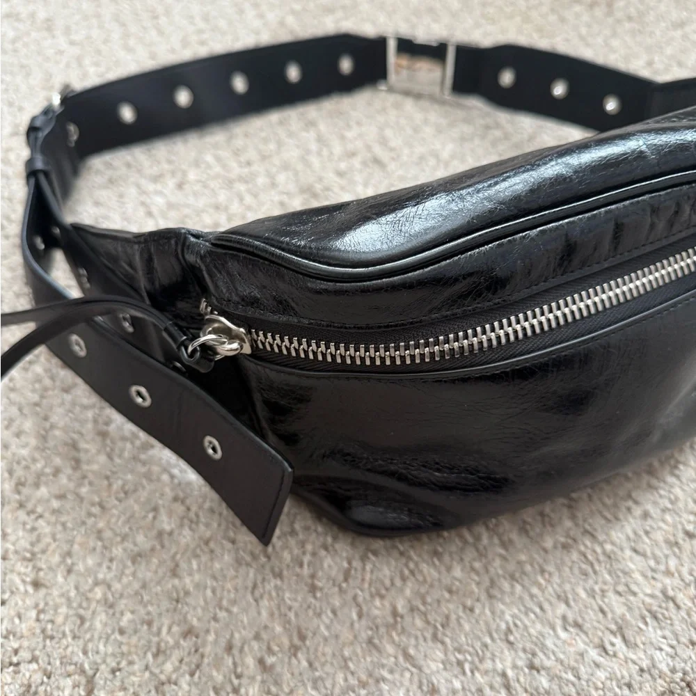 Allsaints Black Leather Belt Bag - Picture 4 of 5